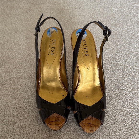 Guess Chocolate brown Patent Slingback Heels - Picture 1 of 3